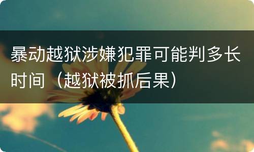 暴动越狱涉嫌犯罪可能判多长时间（越狱被抓后果）