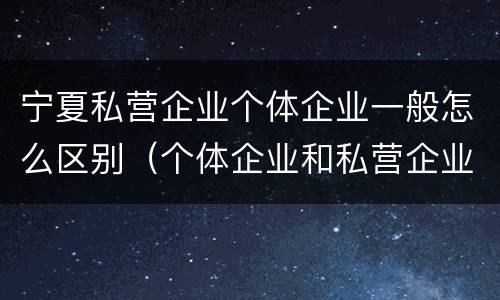 宁夏私营企业个体企业一般怎么区别（个体企业和私营企业有哪些）