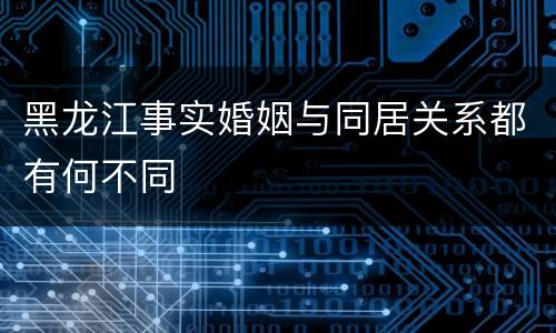 黑龙江事实婚姻与同居关系都有何不同