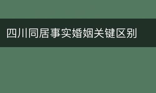 四川同居事实婚姻关键区别