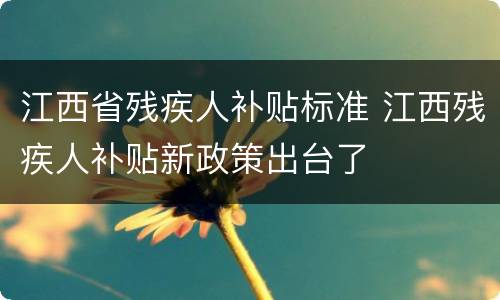 江西省残疾人补贴标准 江西残疾人补贴新政策出台了