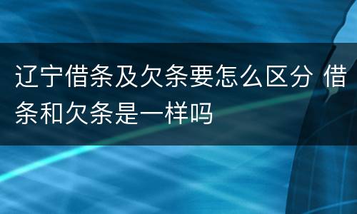 辽宁借条及欠条要怎么区分 借条和欠条是一样吗