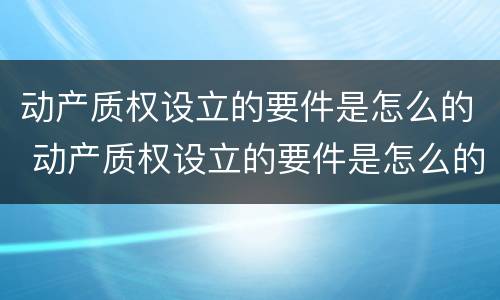 动产质权设立的要件是怎么的 动产质权设立的要件是怎么的