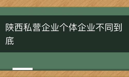陕西私营企业个体企业不同到底