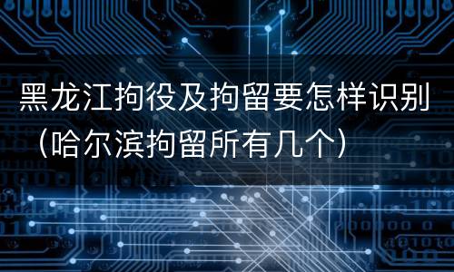 黑龙江拘役及拘留要怎样识别（哈尔滨拘留所有几个）