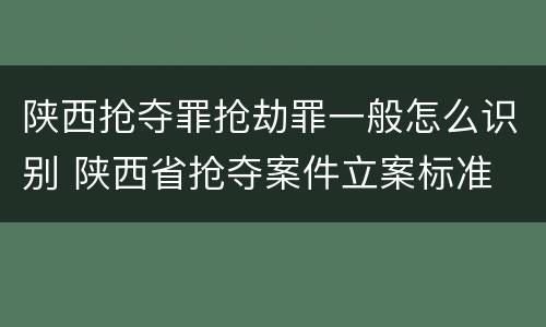 陕西抢夺罪抢劫罪一般怎么识别 陕西省抢夺案件立案标准
