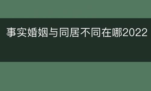 事实婚姻与同居不同在哪2022
