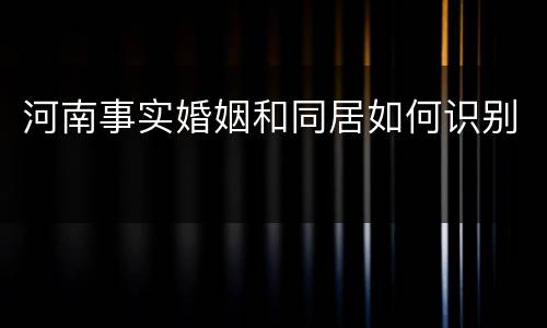 河南事实婚姻和同居如何识别
