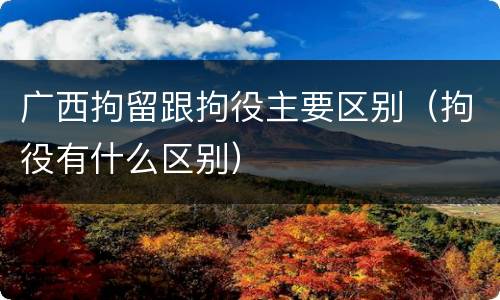 广西拘留跟拘役主要区别（拘役有什么区别）