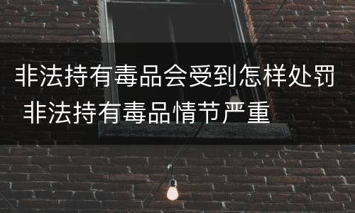 非法持有毒品会受到怎样处罚 非法持有毒品情节严重