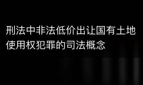 刑法中非法低价出让国有土地使用权犯罪的司法概念