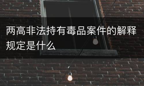 两高非法持有毒品案件的解释规定是什么