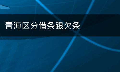 青海区分借条跟欠条