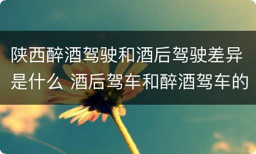 陕西醉酒驾驶和酒后驾驶差异是什么 酒后驾车和醉酒驾车的区别是什么?