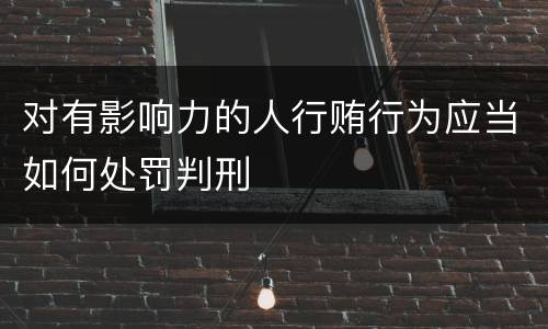 对有影响力的人行贿行为应当如何处罚判刑