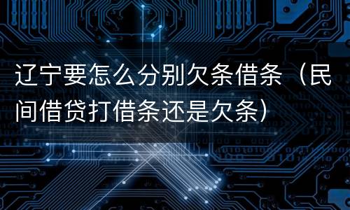 辽宁要怎么分别欠条借条（民间借贷打借条还是欠条）
