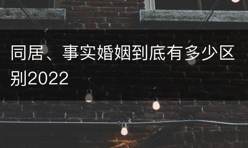 同居、事实婚姻到底有多少区别2022