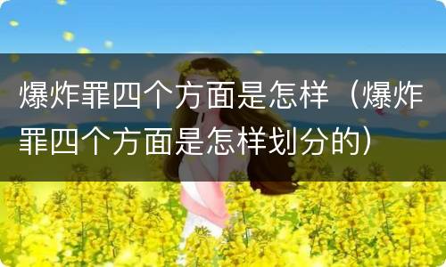 爆炸罪四个方面是怎样（爆炸罪四个方面是怎样划分的）