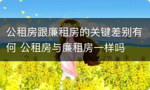 公租房跟廉租房的关键差别有何 公租房与廉租房一样吗