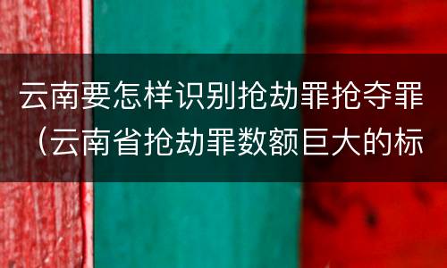 云南要怎样识别抢劫罪抢夺罪（云南省抢劫罪数额巨大的标准）
