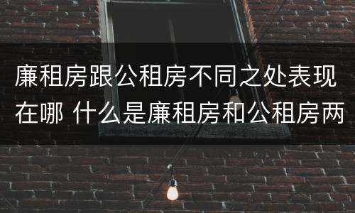 廉租房跟公租房不同之处表现在哪 什么是廉租房和公租房两个有什么特点