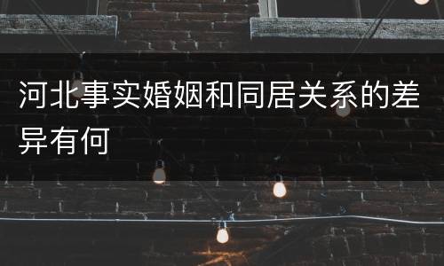 河北事实婚姻和同居关系的差异有何
