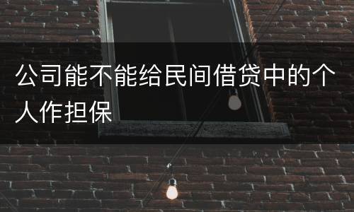 公司能不能给民间借贷中的个人作担保