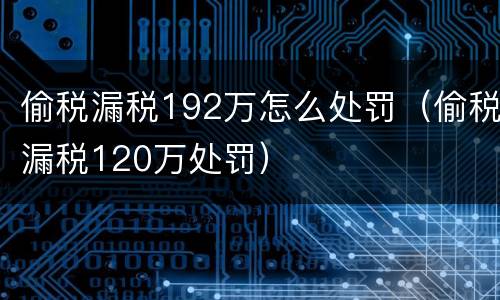 偷税漏税192万怎么处罚（偷税漏税120万处罚）