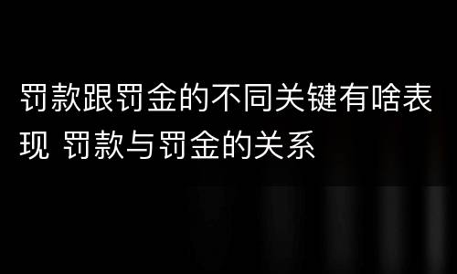 罚款跟罚金的不同关键有啥表现 罚款与罚金的关系