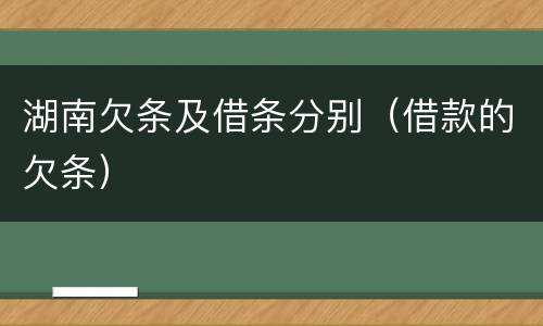 湖南欠条及借条分别（借款的欠条）