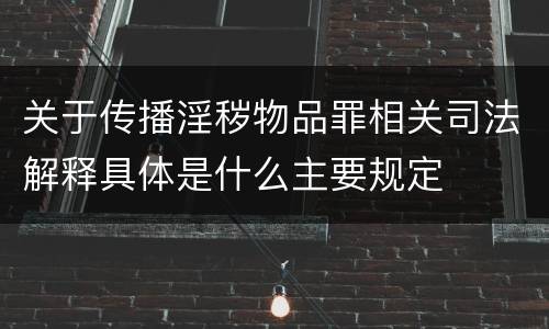 关于传播淫秽物品罪相关司法解释具体是什么主要规定
