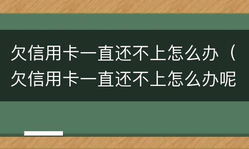 欠信用卡一直还不上怎么办（欠信用卡一直还不上怎么办呢）