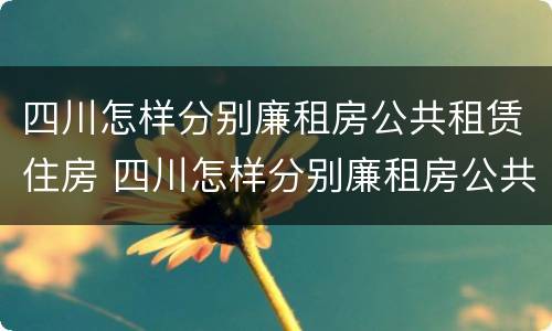 四川怎样分别廉租房公共租赁住房 四川怎样分别廉租房公共租赁住房呢