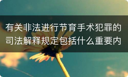 有关非法进行节育手术犯罪的司法解释规定包括什么重要内容