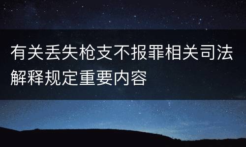 有关丢失枪支不报罪相关司法解释规定重要内容