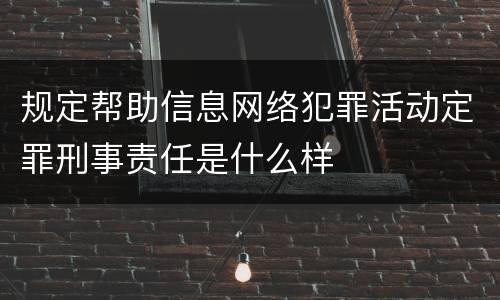 规定帮助信息网络犯罪活动定罪刑事责任是什么样
