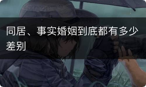 同居、事实婚姻到底都有多少差别