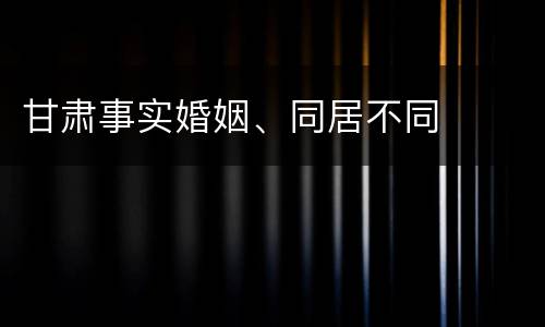 甘肃事实婚姻、同居不同