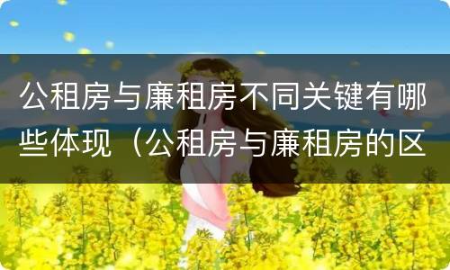 公租房与廉租房不同关键有哪些体现（公租房与廉租房的区别都在此,别再搞错了!）