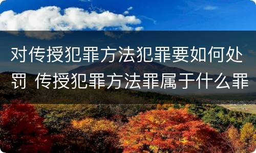 对传授犯罪方法犯罪要如何处罚 传授犯罪方法罪属于什么罪