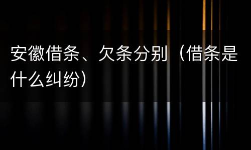安徽借条、欠条分别(借条是什么纠纷)