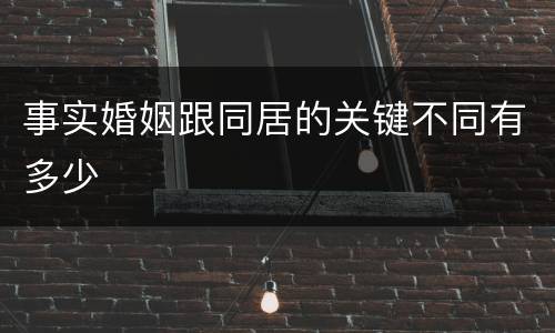 事实婚姻跟同居的关键不同有多少