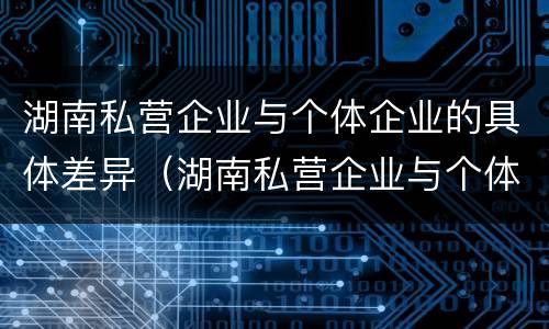 湖南私营企业与个体企业的具体差异（湖南私营企业与个体企业的具体差异有哪些）