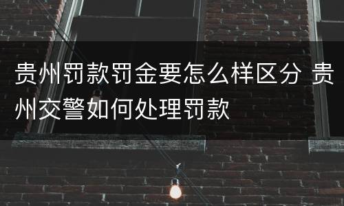 贵州罚款罚金要怎么样区分 贵州交警如何处理罚款