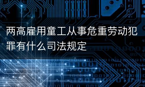 两高雇用童工从事危重劳动犯罪有什么司法规定