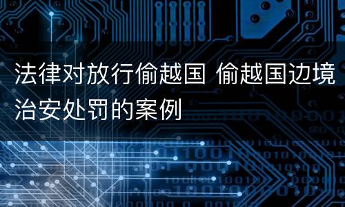 法律对放行偷越国 偷越国边境治安处罚的案例