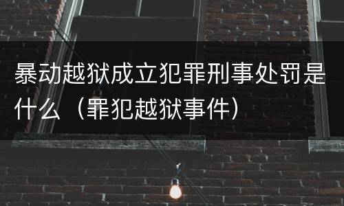 暴动越狱成立犯罪刑事处罚是什么（罪犯越狱事件）