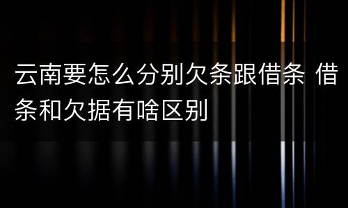 云南要怎么分别欠条跟借条 借条和欠据有啥区别