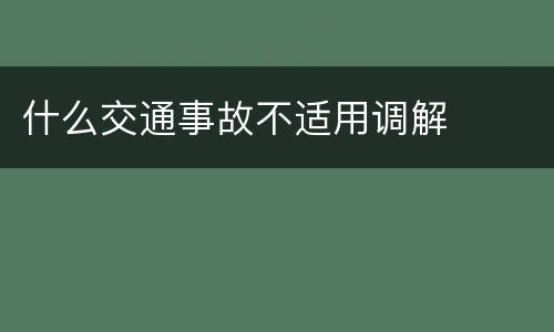 什么交通事故不适用调解
