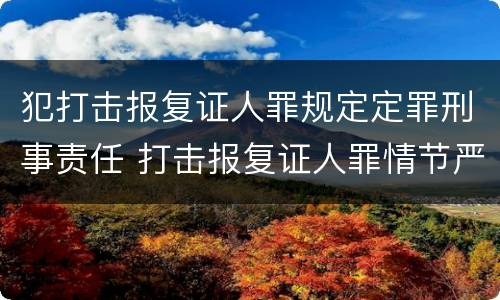 犯打击报复证人罪规定定罪刑事责任 打击报复证人罪情节严重